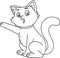 Outlined Funny Cat Cartoon Character Gives Paw