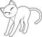 Outlined Funny Cat Cartoon Character Stretching