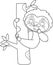 Outlined Funny Cute Sloth Cartoon Character Eating A Leaf
