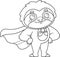 Outlined Funny Cute Sloth Cartoon Character SuperHero