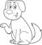 Outlined Funny Dog Cartoon Character Gives Paw