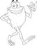 Outlined Funny Frog Cartoon Character Walking And Smoking A Joint