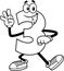 Outlined Funny Number Three 3 Cartoon Character Showing Hand Number Three