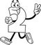 Outlined Funny Number Two 2 Cartoon Character Showing Hand Number Two