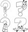 Outlined Funny Question Mark Cartoon Characters. Vector Collection Set