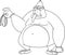 Outlined Grumpy Gorilla Cartoon Character Is Holding A Banana
