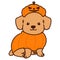 Outlined Halloween Toy Poodle illustration sitting front view