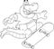 Outlined Happy Alligator Or Crocodile Cartoon Character Jumping With Skateboard