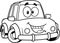 Outlined Happy Car Cartoon Character