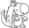 Outlined Happy Dino Dog Cartoon Character Begging
