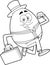 Outlined Happy Humpty Dumpty Egg Cartoon Character Running And Carries Briefcase