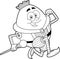 Outlined Happy Humpty Dumpty King Egg Cartoon Character Running