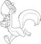 Outlined Happy Squirrel Cartoon Mascot Character Running With Acorn