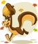 Outlined Happy Squirrel Cartoon Mascot Character Running With Acorn
