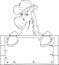 Outlined Horse Cartoon Mascot Character With Cowboy Hat Over A Blank Wooden Sign Board