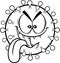 Outlined Hungry Coronavirus COVID-19 Cartoon Emoji Character