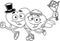 Outlined Love Hearts Just Married Cartoon Characters