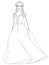 Outlined medieval lady in long dress. Coloring page vector