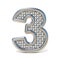 Outlined metal wire mesh font Number 3 THREE 3D
