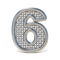 Outlined metal wire mesh font Number 6 SIX 3D