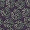 Outlined monstera leaves seamless pattern