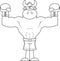 Outlined Muscular Bull Boxer Cartoon Character Wearing Boxing Gloves