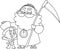 Outlined New Year Baby And Father Time Man Cartoon Characters