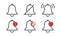 Outlined notification bell icon set.