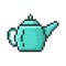 Outlined pixel icon of brewing teapot