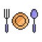 Outlined pixel icon of tableware