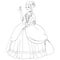 Outlined rococo lady. Coloring page vector illuÑ‹ÐµÐºÑ„ÐµÑˆÑ‰Ñ‚ÑŽ