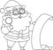 Outlined Santa Claus Cartoon Character Holding A Paper Scroll