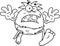 Outlined Scared Caveman Cartoon Character Running Front