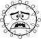 Outlined Scared Coronavirus COVID-19 Cartoon Emoji Character