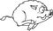 Outlined Scared Little Wild Boar Cartoon Character Running