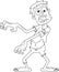 Outlined Scary Zombie Cartoon Character Howling