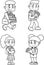 Outlined School Kid\\\'s Cartoon Characters In Different Poses. Vector Hand Drawn Collection Set