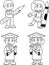 Outlined School Kid\\\'s Cartoon Characters In Different Poses. Vector Hand Drawn Collection Set