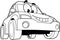 Outlined Smiling Car Cartoon Character