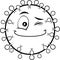 Outlined Smiling Coronavirus COVID-19 Cartoon Emoji Character Winking