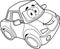 Outlined Smiling Cute Car Cartoon Character