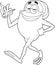 Outlined Smiling Frog Cartoon Character Walking And Smoking A Joint