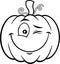 Outlined Smiling Halloween Pumpkin Cartoon Emoji Face Character Winking