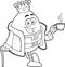 Outlined Smiling Humpty Dumpty King Egg Cartoon Character Drinking Coffee