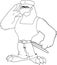 Outlined Strong Eagle Soldier Cartoon Character Salute