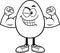 Outlined Strong Egg Cartoon Character Winking And Showing Muscle Arms