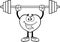 Outlined Strong Heart Cartoon Character Lifting A Barbell