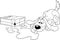 Outlined Sympathetic Dog Cartoon Character Drinking Milk From Broken Box