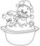 Outlined teddy bear taking a bath