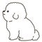 Outlined white Bichon Frise sitting in side view